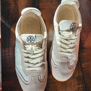 Tory Burch Ivory and Beige Sneakers